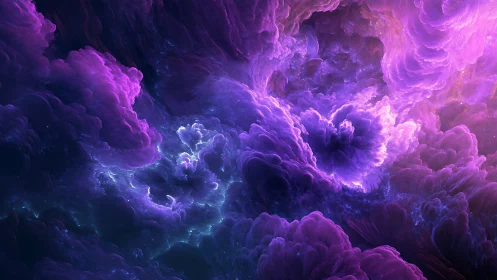 Fractal nebula clouds in purple and blue digital artwork.