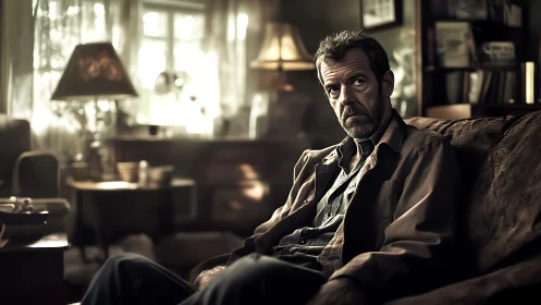 Moody interior portrait uses soft backlighting and shallow focus