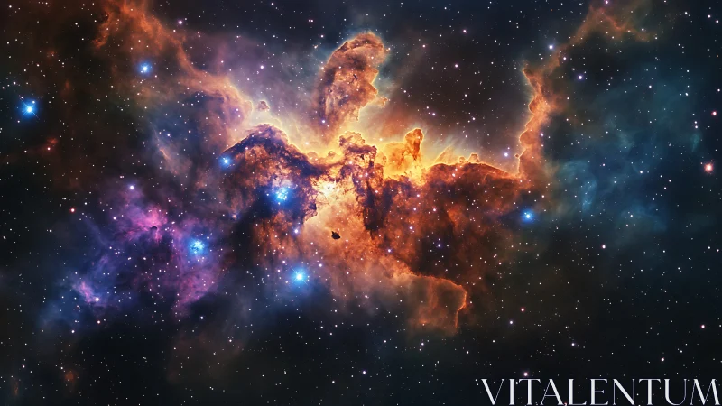 Nebula hearth ignites newborn stars in cosmic ember bloom.