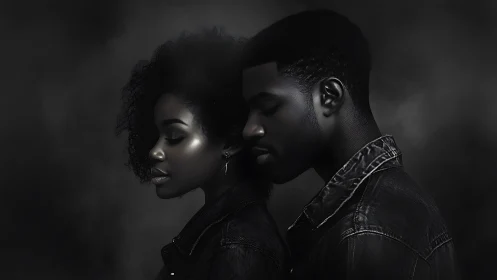 Portrait Study: Two Figures in Monochromatic Lighting