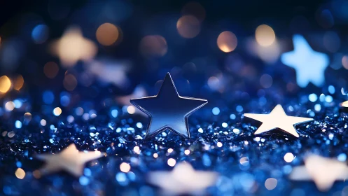 Soft silver stars resting in a dreamy midnight sparkle.