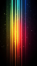 Vertical neon color spectrum streaks on dark space field.