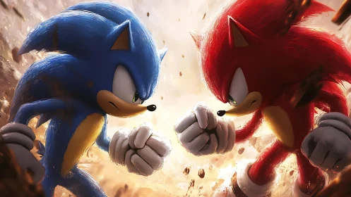 Rival hedgehogs lock eyes in a charged showdown of speed