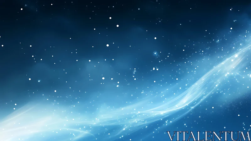 Starlit nebula stream drifting across deep sapphire space.