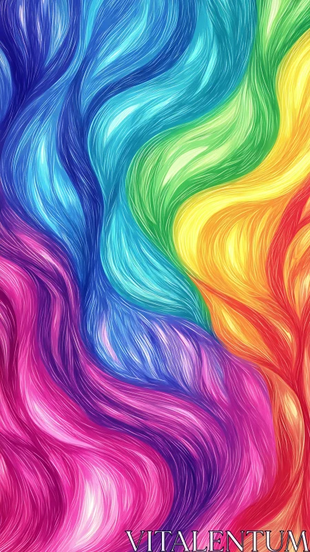 Multicolor fluid gradient streaks with fibrous flowing texture