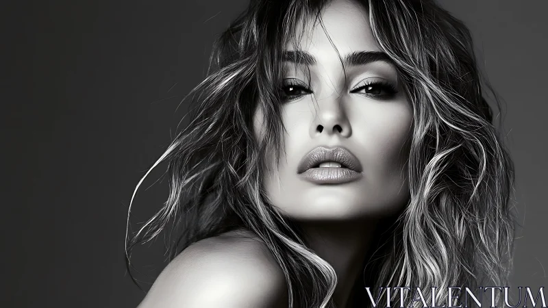 Monochrome close-up glamour portrait with directional soft lighting