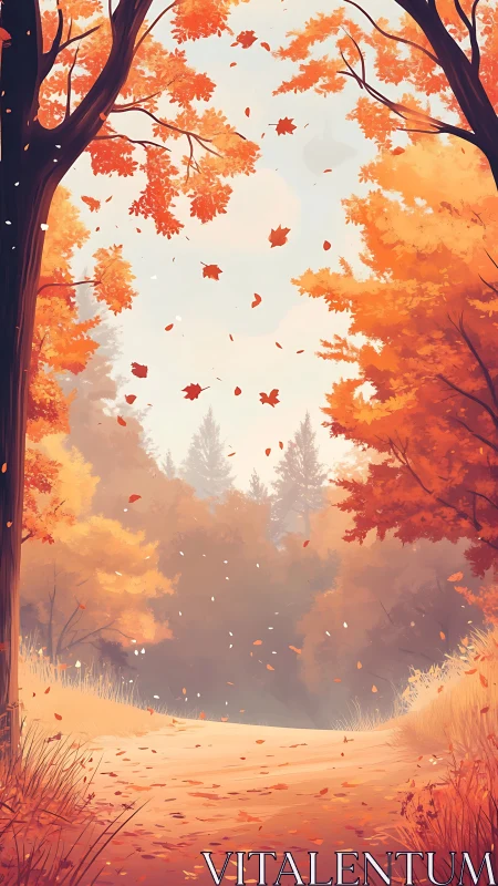 Autumnal Forest Canopy with Cascading Foliage.