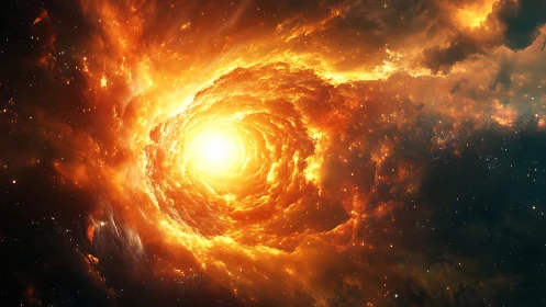Fiery stellar vortex swirling in deep interstellar space.