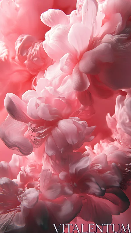 Soft pink petals swirl in a luminous abstract floral dream