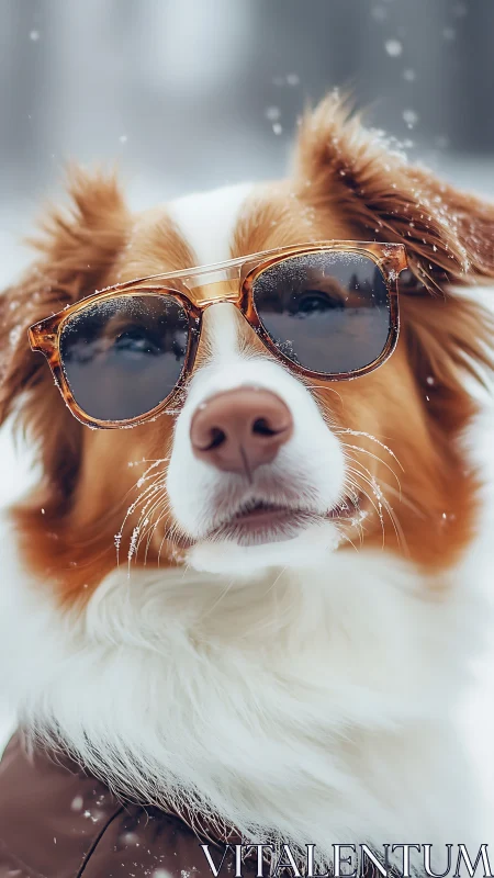 Stylish dog in sunglasses captured in shallow depth of field