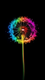 Digital render shows multicolor dandelion structure on black
