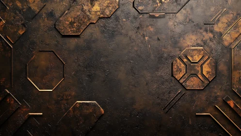 Industrial hexagonal panel with embossed metallic circuitry