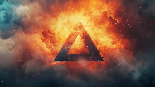 Cosmic Triangle Engulfed in Fiery Explosion.