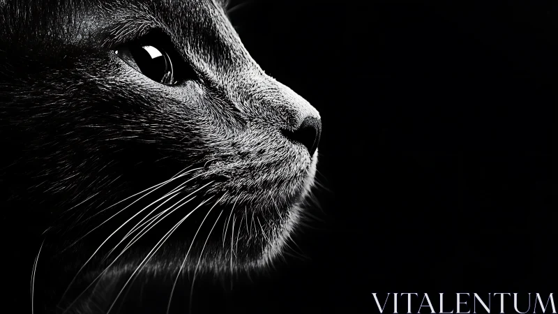 Feline Profile: Luminous Eyes Pierce Velvet Darkness.