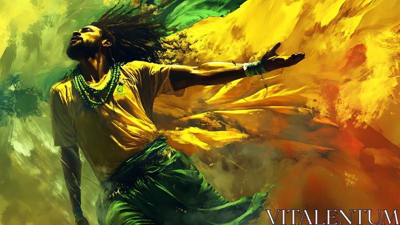 Color-soaked dancer erupts into a storm of painted sunlight