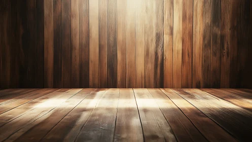 Sunlit wooden stage awaiting stories and quiet footsteps.