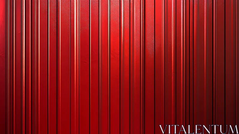 Red vertical metal cladding with linear ridged texture.