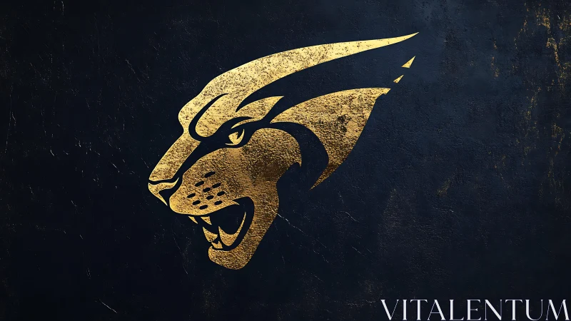 Metallic jaguar emblem in distressed golden vector silhouette.