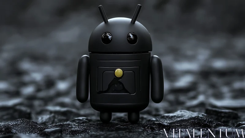 Midnight android mascot guards a tiny digital vault.