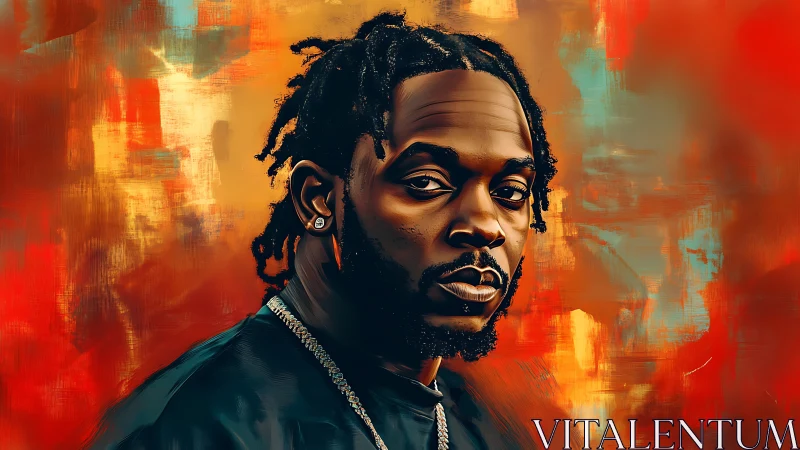 Portrait of man with dreadlocks against vivid abstract background