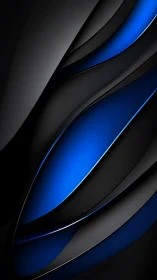 Curved black and blue layered abstract digital background.