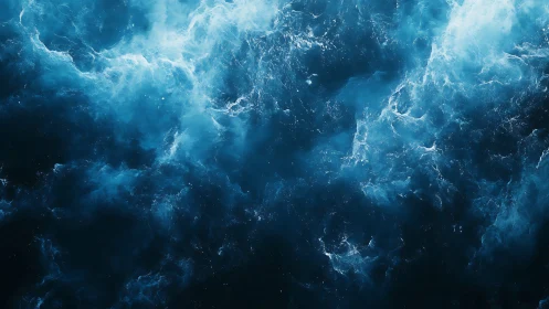 Cosmic blue nebula cloudscape with luminous turbulence.