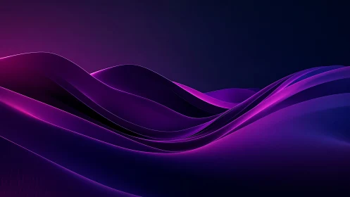 Neon purple light waves curve across a dark abstract field