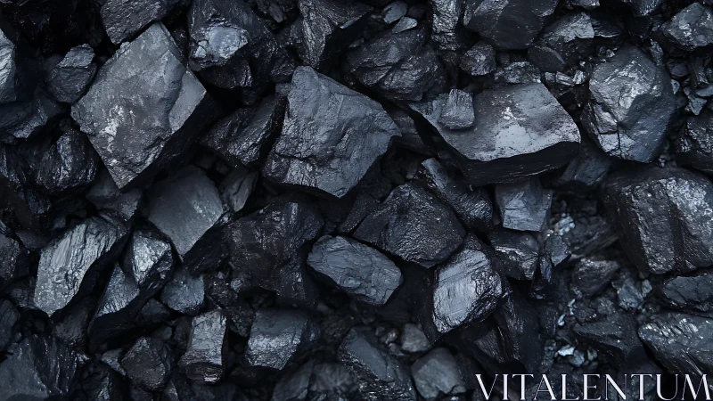 Gleaming black coal stones with rugged natural texture.
