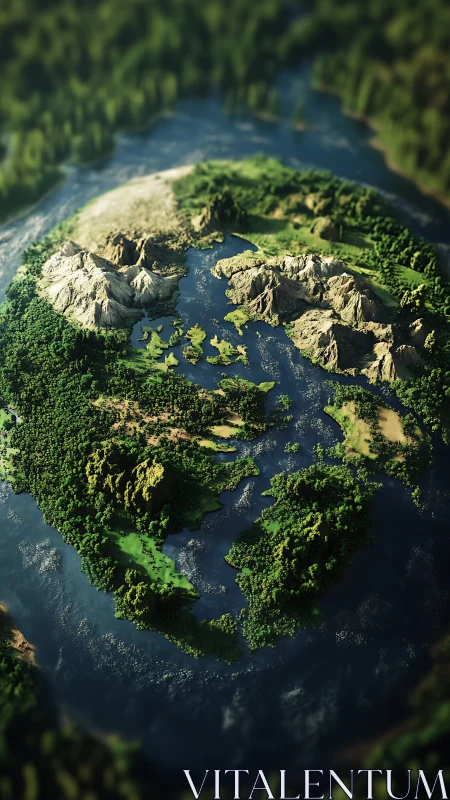 Earth's Hidden Heart: A Lush Island Among Winding Waters