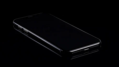 Sleek smartphone emerges from shadows with luminous edge glow.