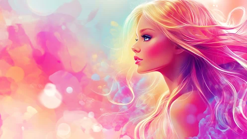 Radiant pastel portrait glows with dreamy ethereal light.