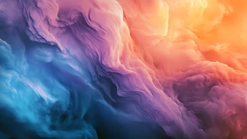 Bicolor volumetric nebula clouds in cyan magenta orange gradient