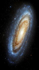 Edge-on spiral galaxy with dense star field and dust lanes