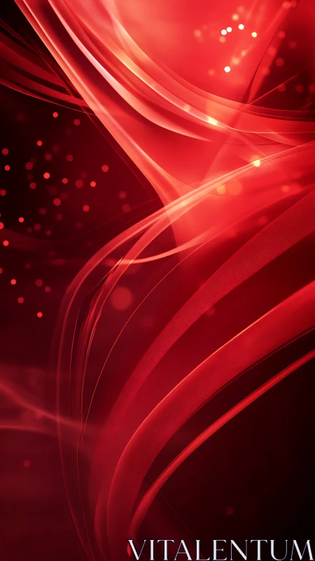 Curved translucent red bands intersect on a dark background