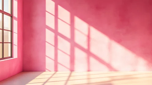 Soft morning light dances across a tranquil pink room