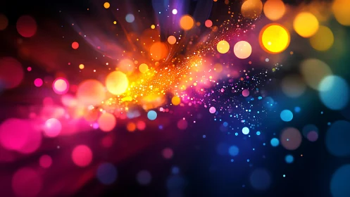 Vibrant abstract bokeh lights in dynamic digital art style.