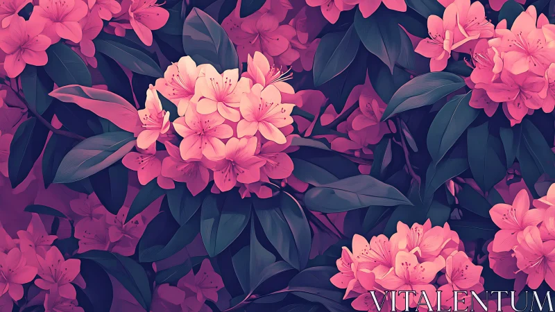 Stratified Floral Rendering: Synthetic Rhododendron Clusters with Chromatic Gradation.