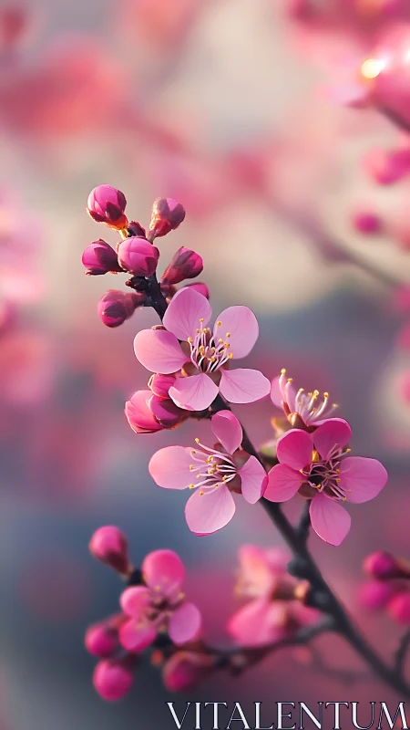 Pink Cherry Blossoms in Luminous Bloom.