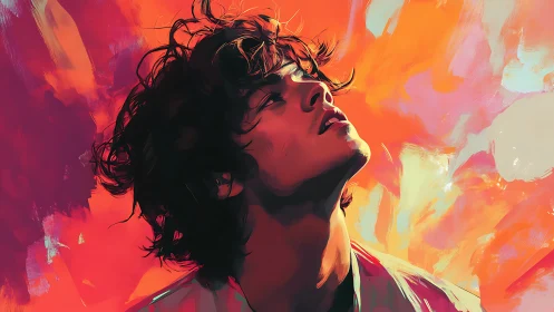 Expressive digital portrait isolates profile in molten chroma field