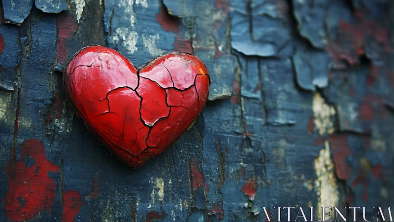 Weathered Heart on Vintage Wall.