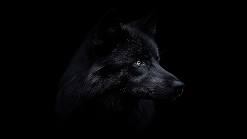 Midnight wolf carves silver light from the surrounding void