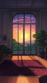 Sunset floods a tranquil studio with warm, nostalgic light