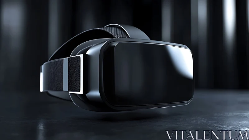 High-gloss virtual reality headset in low-key studio lighting.