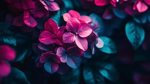 Neon Blooms Illuminate Vibrant Floral Landscape