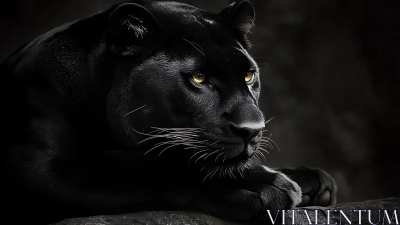 Striking Black Panther Gazes Into the Night.