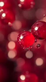 Glowing crimson bubbles drifting in a dreamy ruby haze.