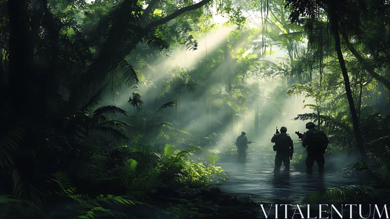 Sunshaft Rangers Wade Through Emerald Jungle Silence.