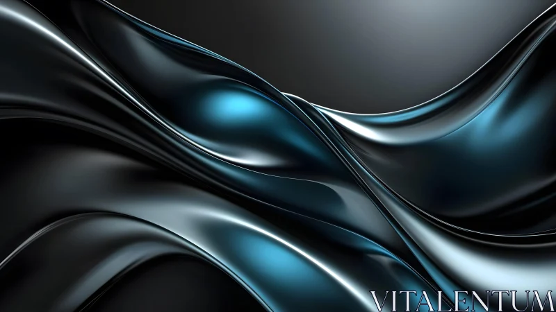 Sleek Metallic Abstract Waves in Futuristic Digital Art Style.