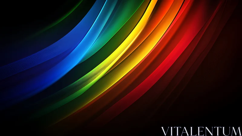 Sweeping prismatic light arcs on deep black gradient field.