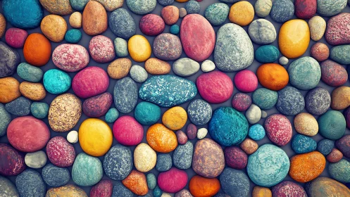 Vibrant multicolored pebbles in a seamless artistic pattern.